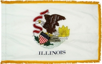 Illinois, Nylon, Indoor, Pole Sleeve, Fringe - 3' x 5'