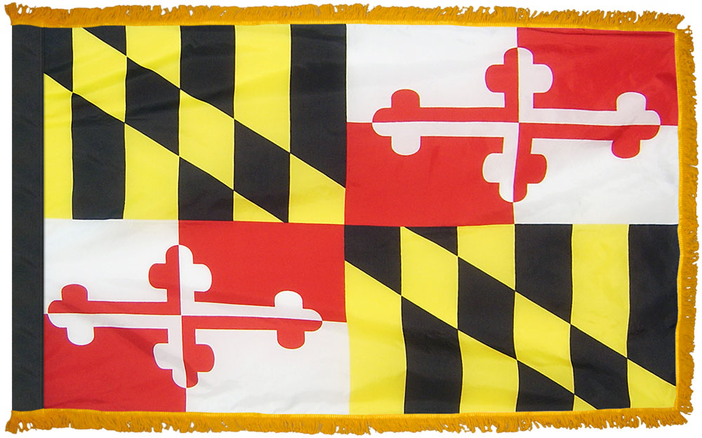 Maryland, Nylon, Indoor, Pole Sleeve, Fringe - 3' x 5': Conder Flag Company