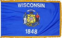 Wisconsin, Nylon, Indoor, Pole Sleeve, Fringe - 3' x 5'